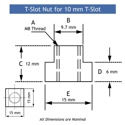 10 mm t slot nut