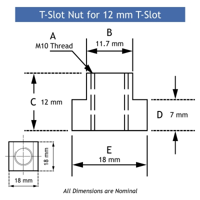 12 mm t slot nut