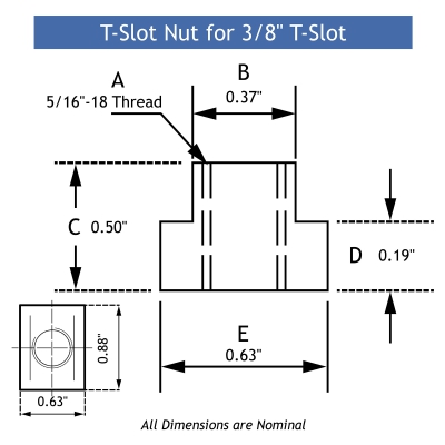 3/8 inch t slot nut