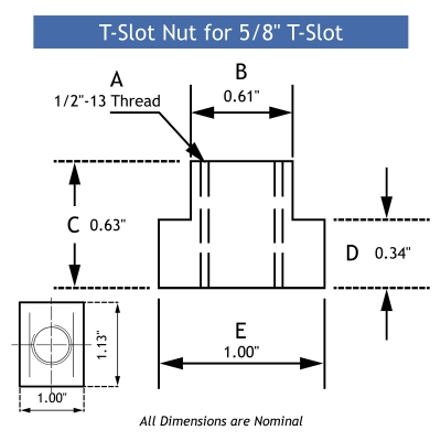 5/8 inch t slot nut