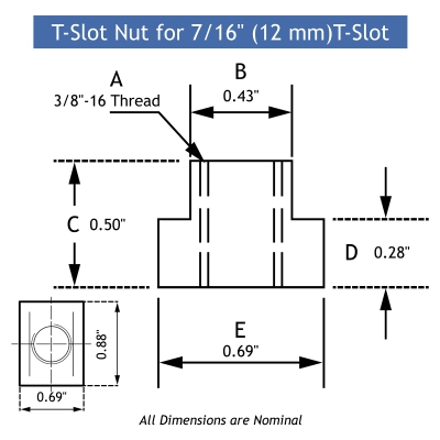 7/16 inch t slot nut