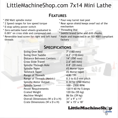 LittleMachineShop.com 7x14 Mini Lathe - Specifications Callout