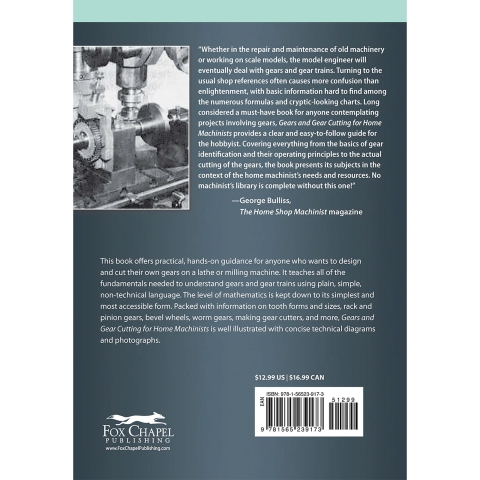 Gears and Gear Cutting for Home Machinists - back cover