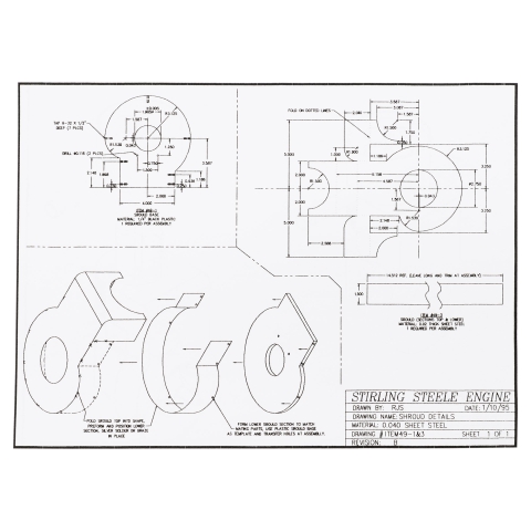 Stirling-Steele Engine Plans - drawing shroud details