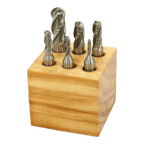 End Mill Set, 6 Piece 4 Flute Ball, HSS