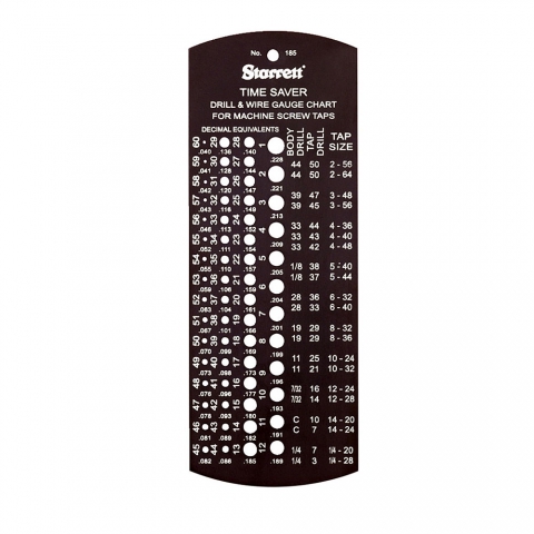 Tap and Drill Gage, Starrett "Time Saver" 