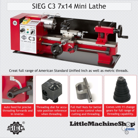 SIEG C3 7x14 Mini Lathe - Cutting and Threading