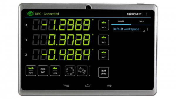 Android Tablet, Bluetooth DRO Readout