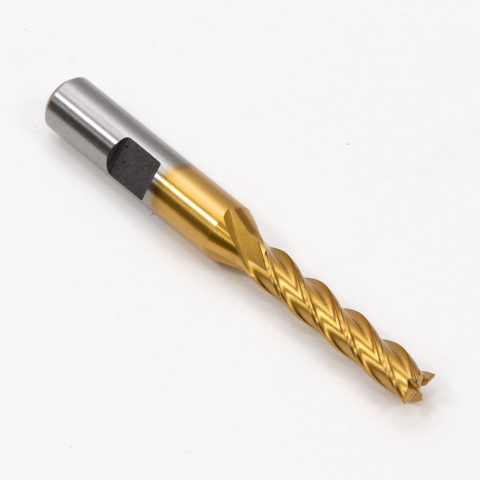 End Mill, 1/4" 4 Flute, HSS Coated, 3-1/16" Long Reach End Mill, 1/4" 4 Flute, HSS Coated, 3-1/16" Long Reach