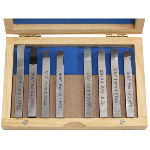 Lathe Tool Bits, 5/16" Presharpened, Set of 8 HSS