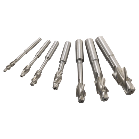 Counterbore Set, 4 Flute with Pilot, HSS, Set of 7, Harlingen