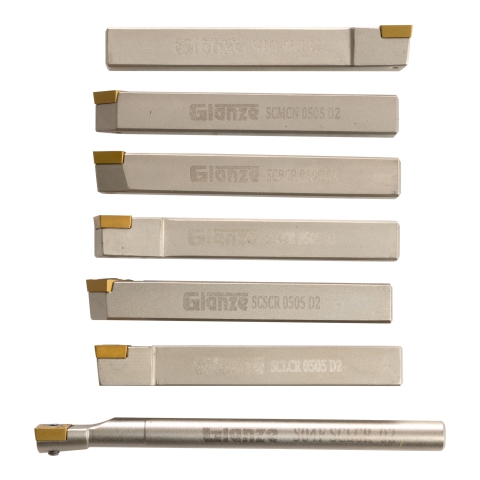 INDEXABLE TURNING TOOL SET OF 7PCS WITH INSERT 5/16 inch - cutters showing size