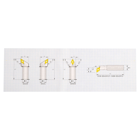 INDEXABLE TURNING TOOL SET OF 7PCS WITH INSERT 3/8 inch - drawing showing cutting angles
